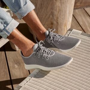 Allbirds Men's Tree Runners Knit Lace-Up Everyday Comfort Casual Sneakers Grey